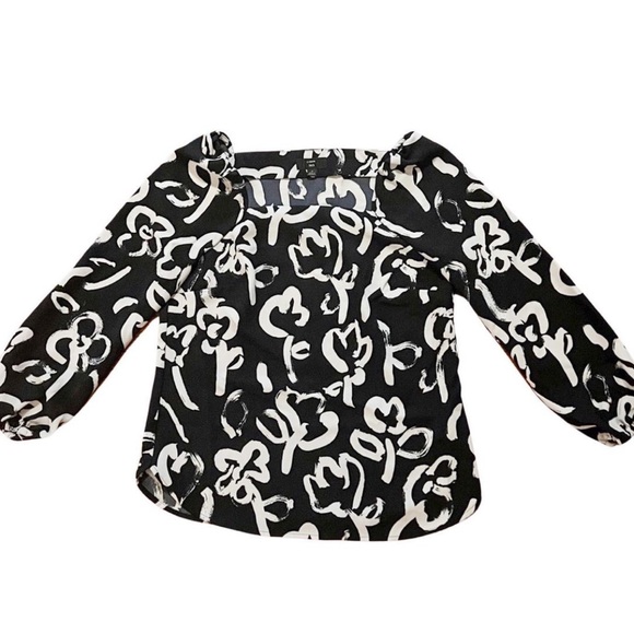 J.Crew 365 square neck blouse in navy brushstroke floral - Picture 3 of 3